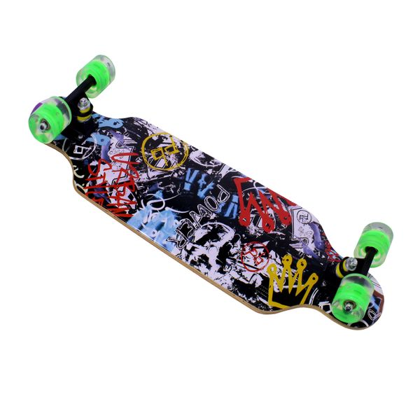 Longboard Skateboard 78x20cm with LED Light Up Wheels - Graffiti