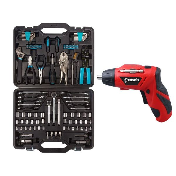 Bort - DIY Hand Tool Set - 123 Piece &amp; 12 Piece Cordless Screwdriver