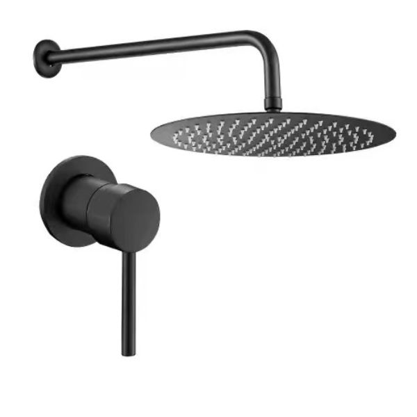 25cm" Round Shower Head, Round Shower Arm & Shower Mixer Set Shop