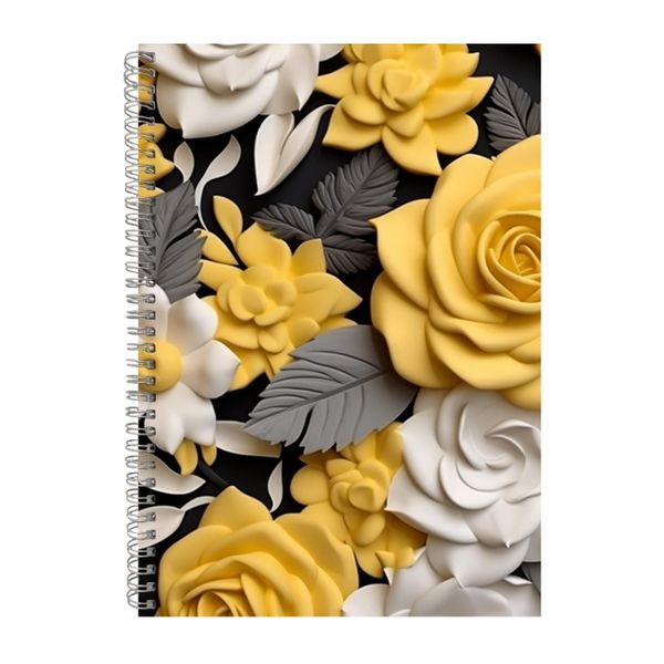 3D Clay White And Yellow Roses Notebook Gift Idea A4 Notepad Pad 105