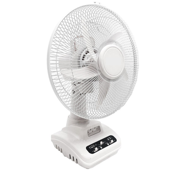 12" Rechargeable Oscillating Desk Fan With AC/DC Dual Function &amp; LED Light