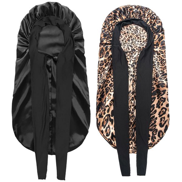 2PCS Braid Bonnet, Large Long Satin Silk Bonnet with Stretchy Tie Band
