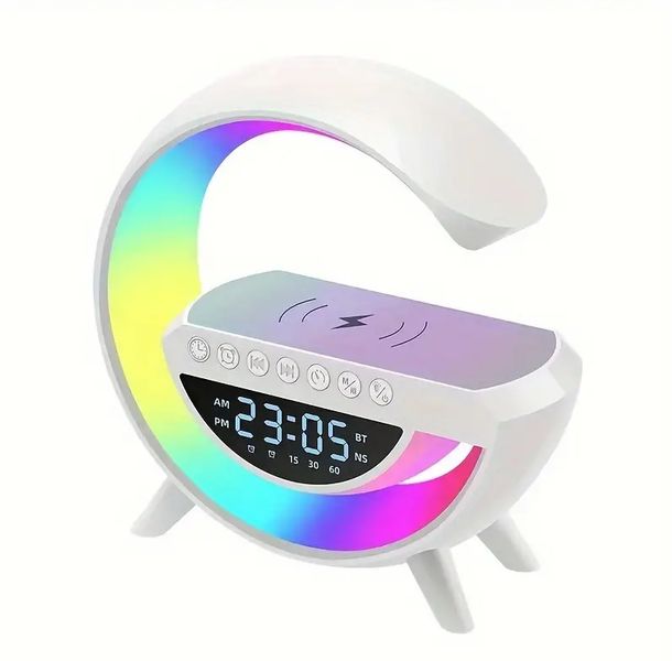Wireless Alarm Clock Speaker With Rhythm RGB Light Bar,15W Wireless Speaker