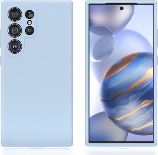 Liquid Silicone Back Case For Samsung Galaxy S24 Ultra- Light Blue