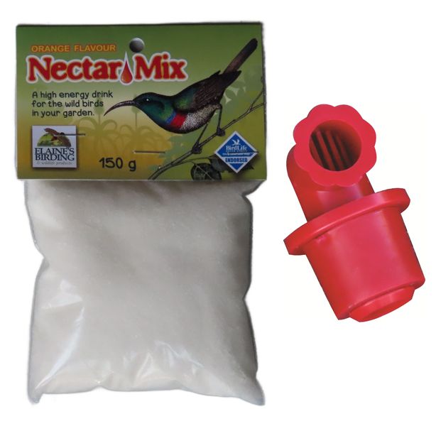 Elaine's Birding Nectar Mix &amp; Feeding Nozzle for Garden Birds - Orange
