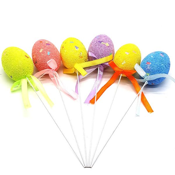 Bufftee Easter Eggs &amp; Ribbon On a Stick -6 Décor Easter Eggs