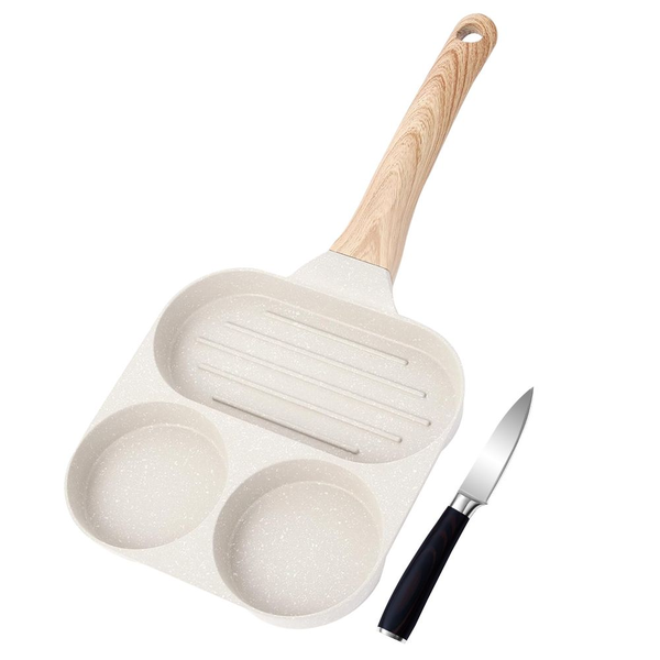 3 in 1 Nonstick Egg Skillet for Breakfast Including Kitchen Knife