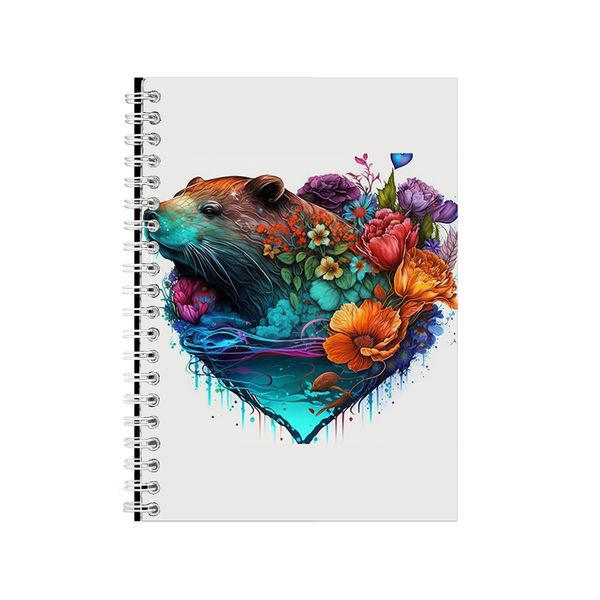 Beaver Watercolor Heart Notebook Animal Gift Idea Notepad Pad 117