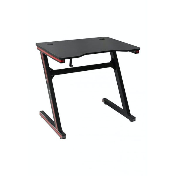 Gaming Desk Red Black Accent with Headset Hook