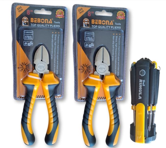 8"/200mm Diagonal Cutting Pliers x2 &amp; Screwdriver Set