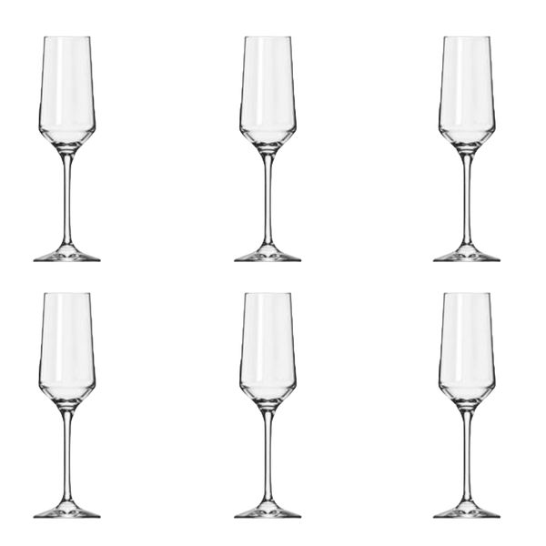 6 Piece Champagne Glass 225ml Stemmed Brunello