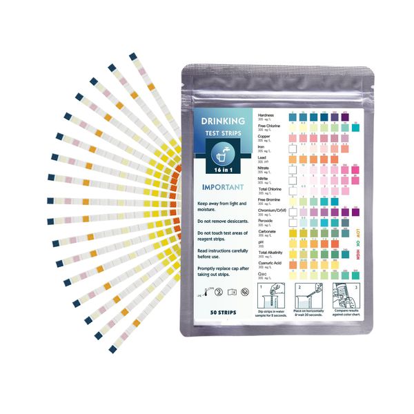 16-in-1 Drinking Water Test Strips, Tap Water Quality Testing Strips