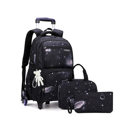 3 Piece Rolling Backpack Set Trolley Preschool Bags For Students