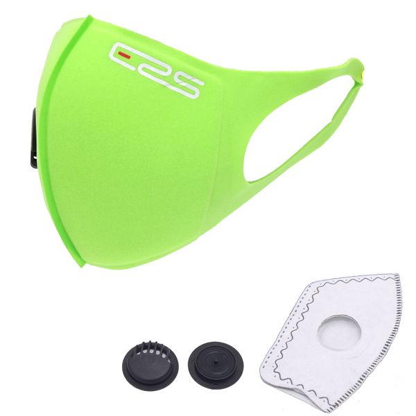 Second Wave ERS Sponge Face Mask with Removable Filter and Valve - Green