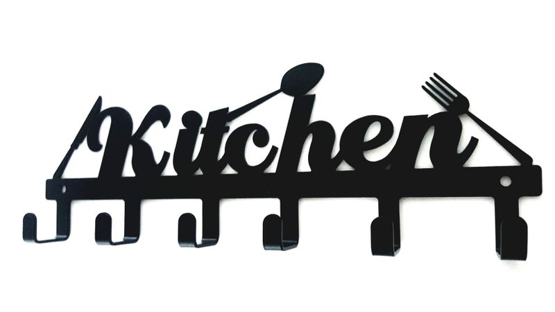 Kitchen cutlery design 6 hook key hook Black