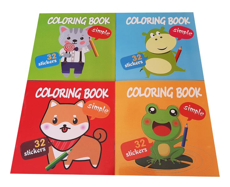 4pc Colouring Books with stickers