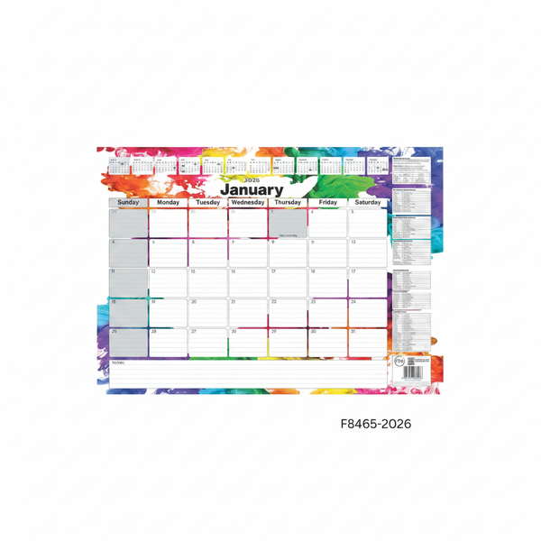 A2 Multicoloured Desk Calendar 2026 - Spacious Planning Pad