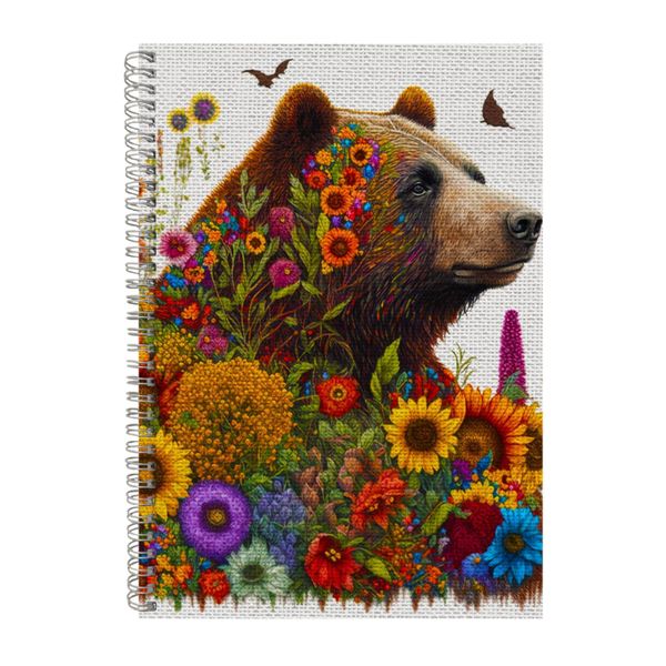 Embroidered BROWN BEAR1 Notebook Animal Gift Idea A4 Notepad Pad 98