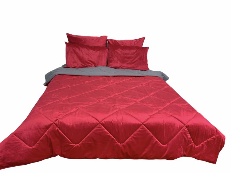 Shiny Velvet Material Reversible 5 Piece Comforter Set