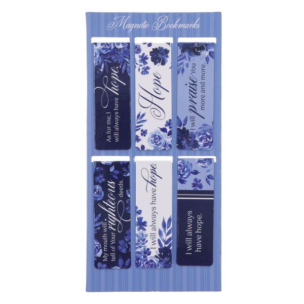 Magnetic Bookmarks - Hope, Six-Piece Set, Blue Roses
