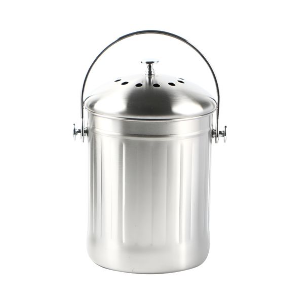 28cm Countertop Stainless Steel Compost Bin with Charcoal Filter - Silver