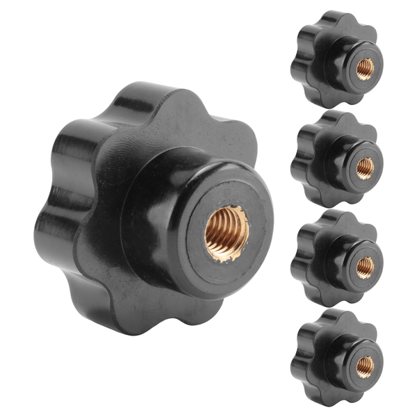 5 Pieces Black Star Grip Knobs Female Thread Diameter 8Mm Head Diam