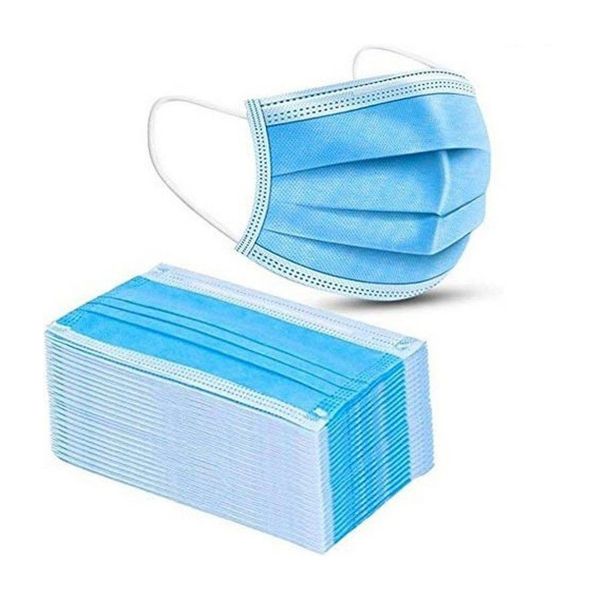 Disposable Face Masks 3Ply Protective Safety Masks in Bag - 50 Masks