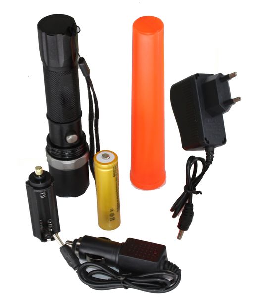 18650mAh Rechargeable 3 Mode Traffic Control Torch with Signal Wand QS102