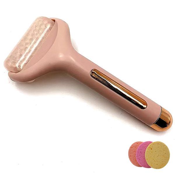 Therapy Face Massaging Ice Roller with Sponges-Rose Gold
