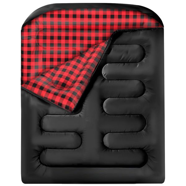 Queen Size Double Sleeping Bag, 3-in-1 Waterproof for 2 Adults