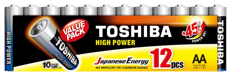 Toshiba High Power AA Alkaline Multi-Pack - 12