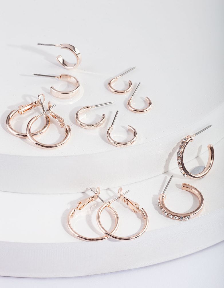 Rose Gold Diamante Sleeper Earring Pack | Shop Today. Get it