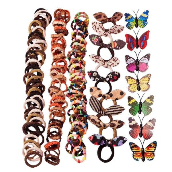 186Pieces Bulk Kids Assorted Hair Ties And Clips Accessories Set - Multicolor