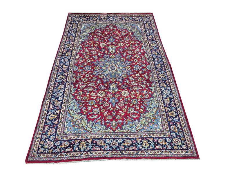 Top Persian Rugs - Red-Blue Wool Floral 310 x 216 cm