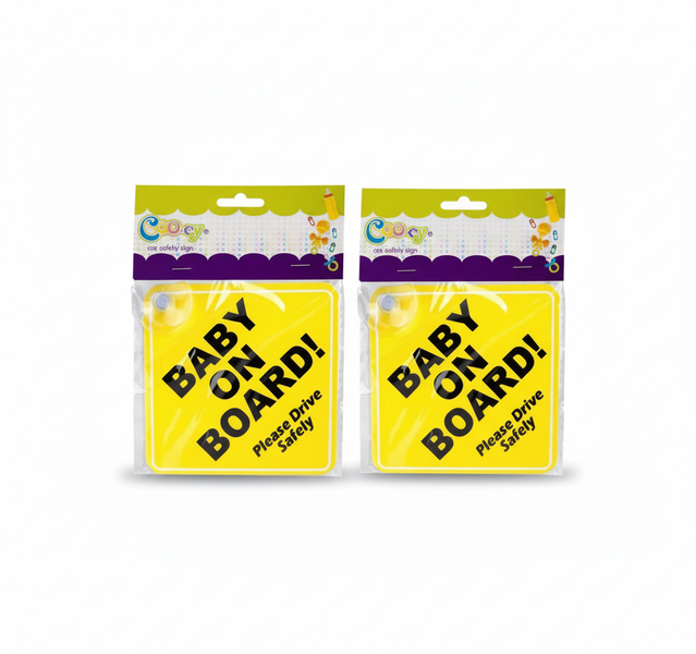 Cooey Baby-On-Board Safety Sign with Suction Cup for Car Windows - 2 Pack