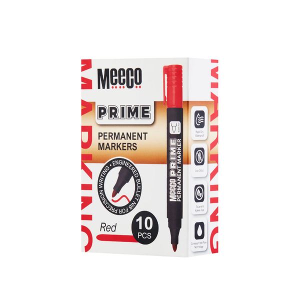 Meeco PRIME Permanent Markers Red Pack of 10