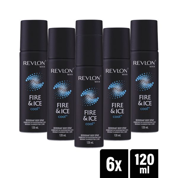 Revlon Fire &amp; Ice Cool Perfumed Deodorant Body Spray 6 x 120ml