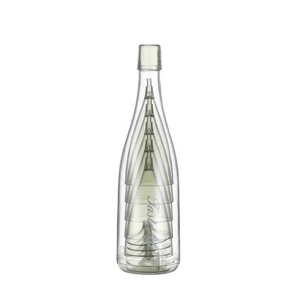 5 Piece Champagne Flutes With A Storage Bottle - HB