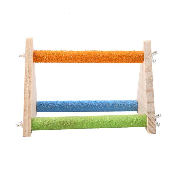 Wooden Bird Perch Stand Toy Triangle Shape for Grinding Claw and Beak