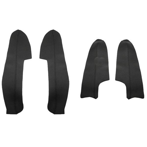 PU Leather Interior Door Armrest Panel Cover Trim Black