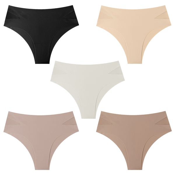 Women's Underwear Ice Silk Seamless Panties for Young Ladies - Pack of 5