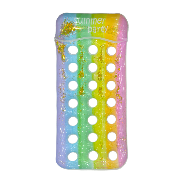 Iconix Single Sparkle Pool Float - Rainbow Glitter Lounger