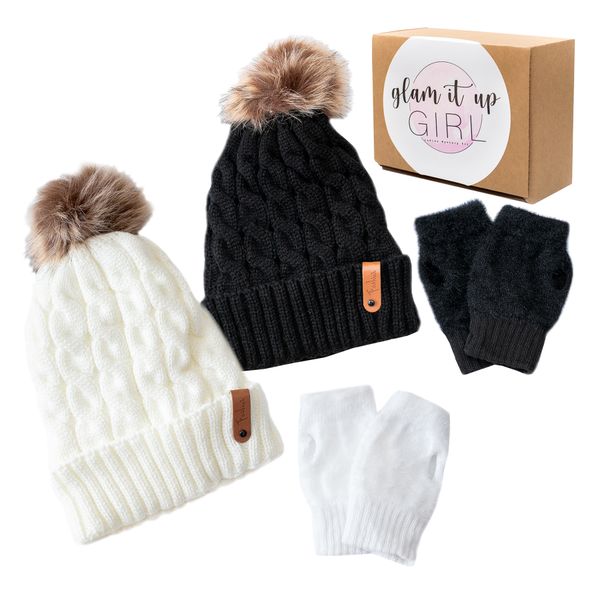 Glam It Up Girl Stylish Cold Weather Beanie &amp; Glove Set