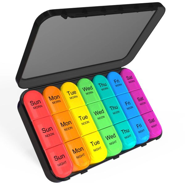 Weelkly Pill Organizers 3 Times a Day, Daily Pill Box 7 Day, Cases Medicine