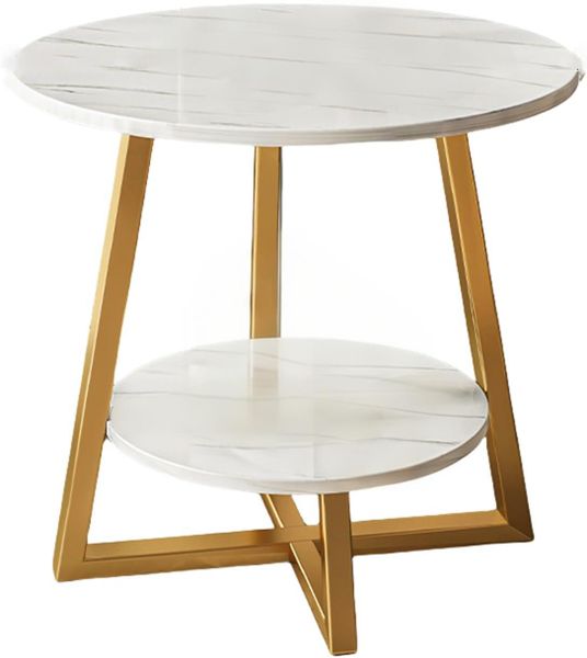 Round Side Table with 2 Storage Shelves