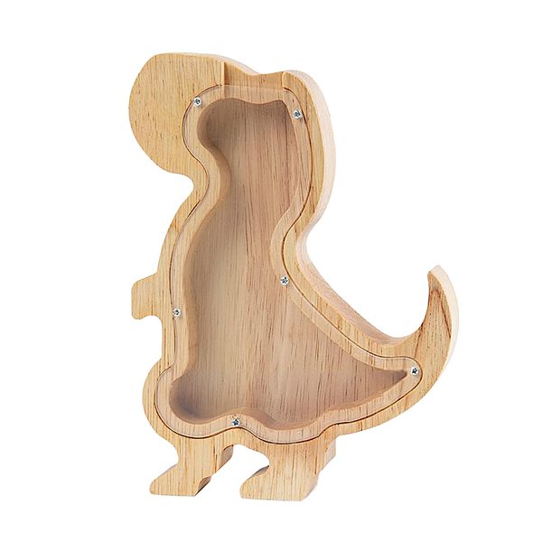 Natural Wood Gift Decor Money Coin Box-Piggy Bank Animal - Dino -Made in SA