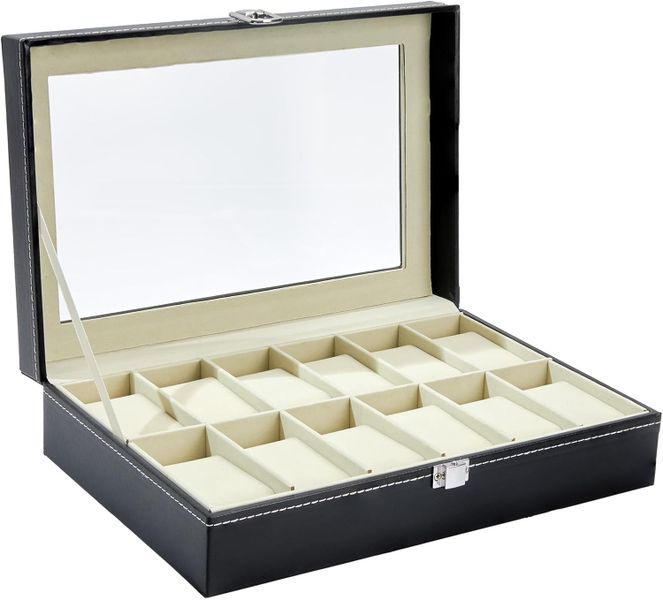 12 Slots - Leather Watch Storage Case/Visual Jewelry Storage Case
