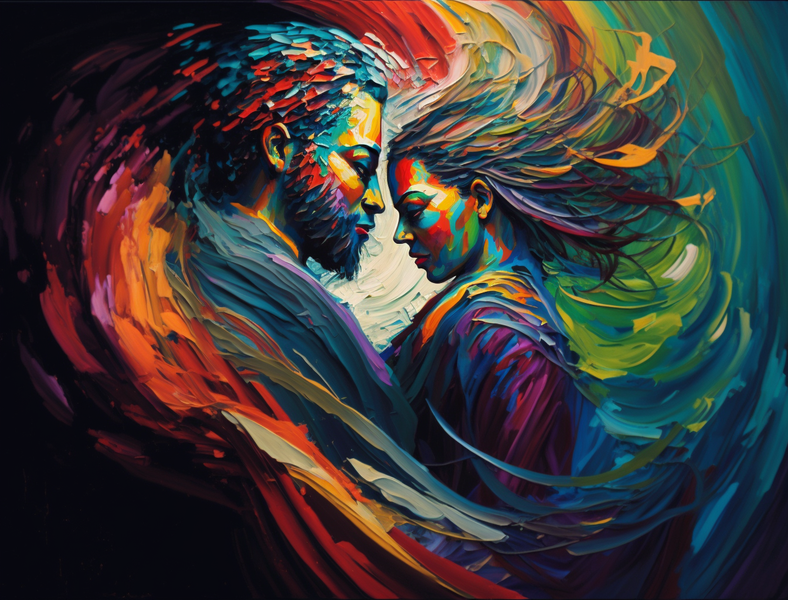 Canvas Wall Decor - Fancy Artwork Living Room Embrace Love - B1309