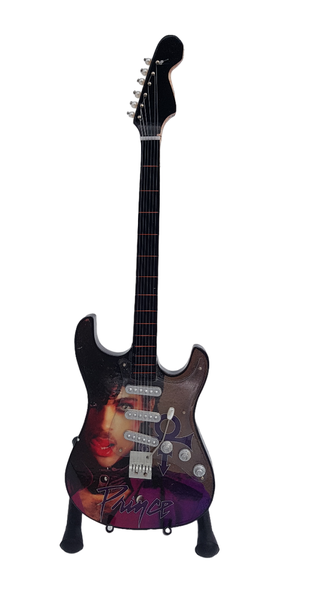 Mini Wooden Guitar Ornament - Prince - 24 x 7cm