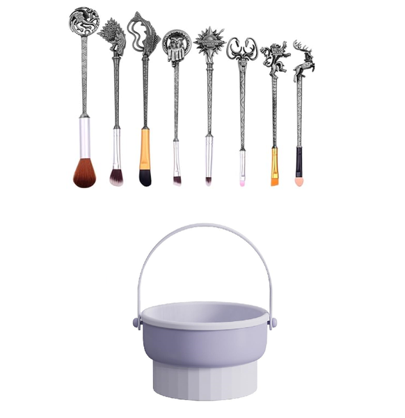 Purple Silicone Cleaning Brush Holder &amp; Game of Thrones Makeup Brush Set
